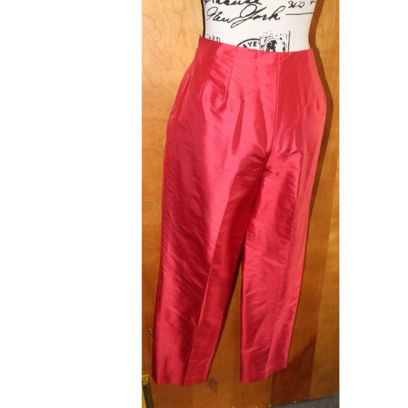 TALBOTS 100% SILK ANKLE PANTS PETITE SIZE 10 Coral Color - Picture 4 of 11